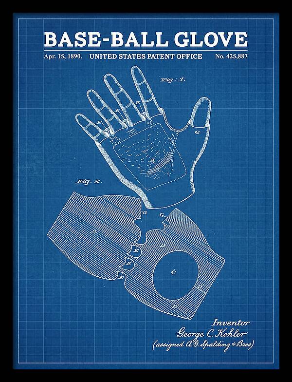 Base Ball Glove Spalding Blueprint Patent Us425887a