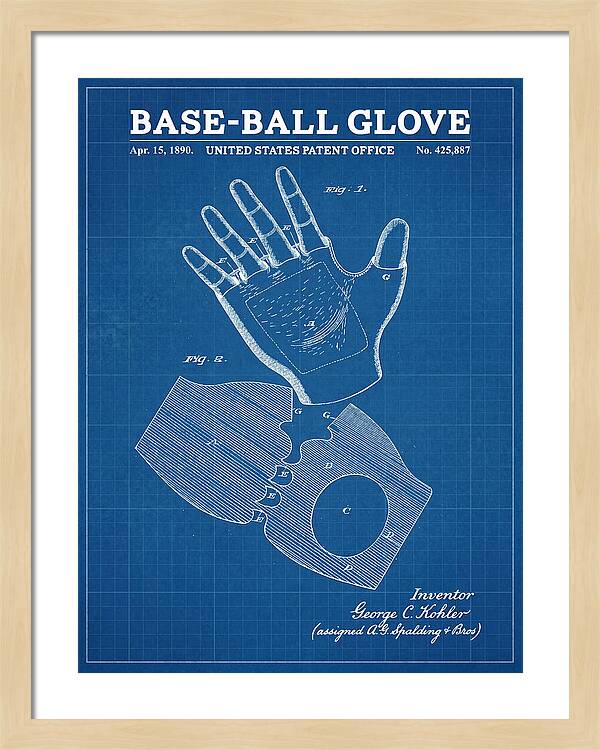 Base Ball Glove Spalding Blueprint Patent Us425887a