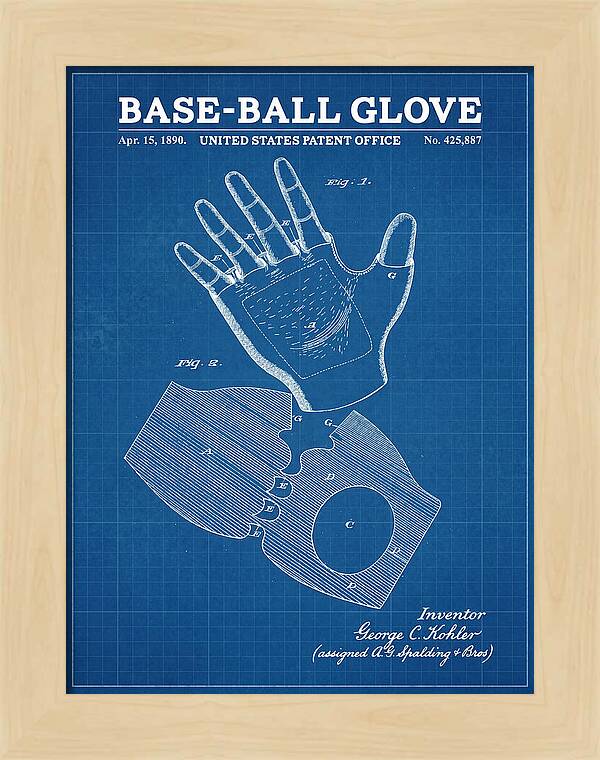 Base Ball Glove Spalding Blueprint Patent Us425887a