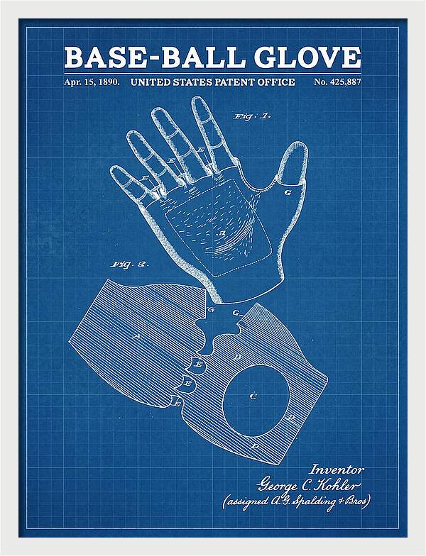 Base Ball Glove Spalding Blueprint Patent Us425887a