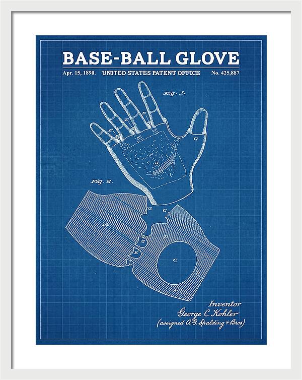 Base Ball Glove Spalding Blueprint Patent Us425887a