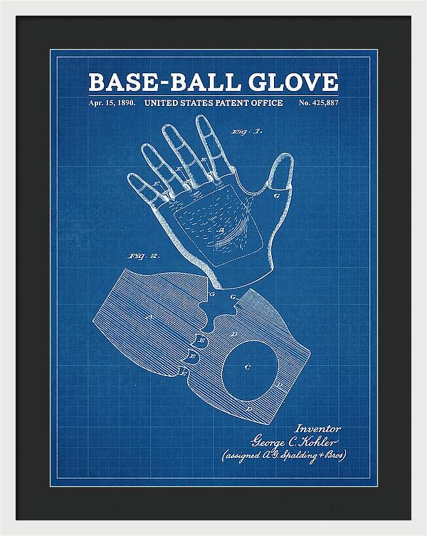 Base Ball Glove Spalding Blueprint Patent Us425887a