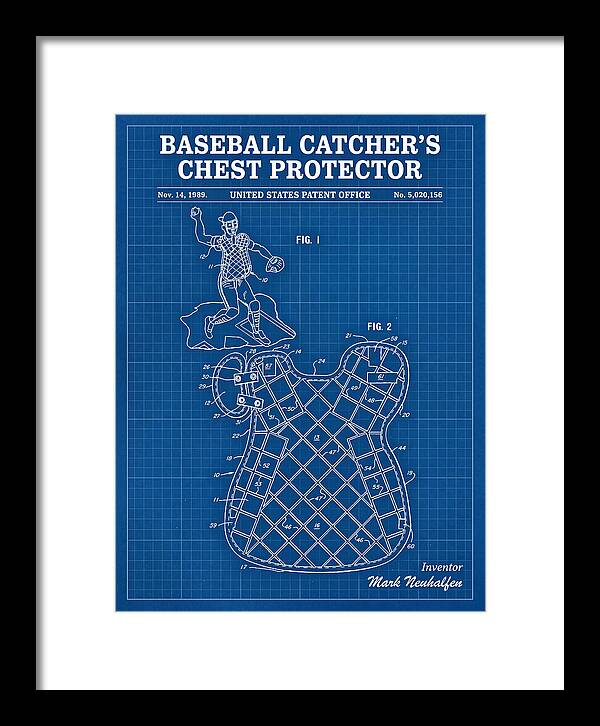 Baseball Catcher's Chest Protector Blueprint Patent Us5020156a