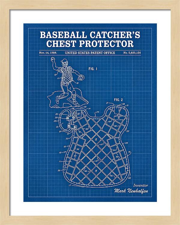 Baseball Catcher's Chest Protector Blueprint Patent Us5020156a