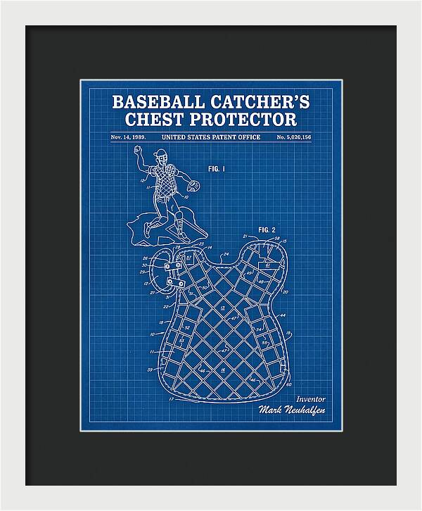 Baseball Catcher's Chest Protector Blueprint Patent Us5020156a
