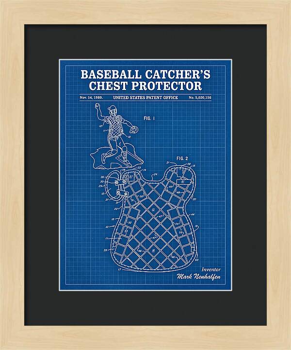 Baseball Catcher's Chest Protector Blueprint Patent Us5020156a