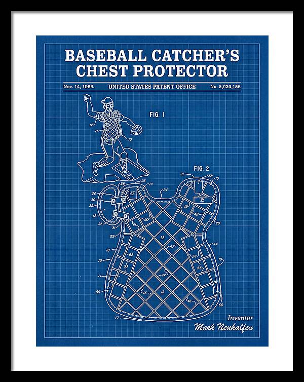 Baseball Catcher's Chest Protector Blueprint Patent Us5020156a