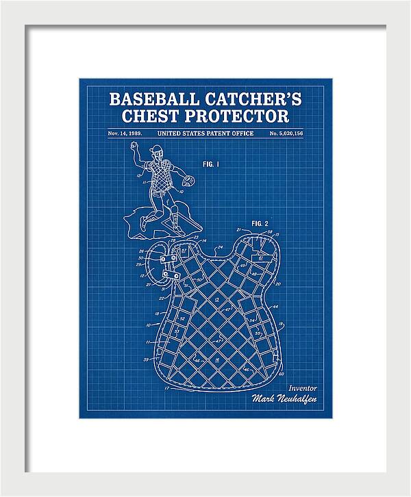 Baseball Catcher's Chest Protector Blueprint Patent Us5020156a