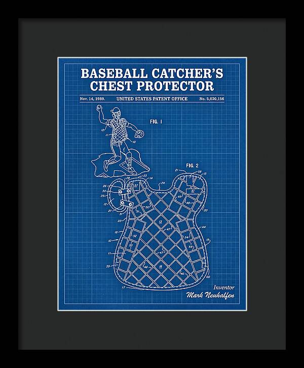 Baseball Catcher's Chest Protector Blueprint Patent Us5020156a