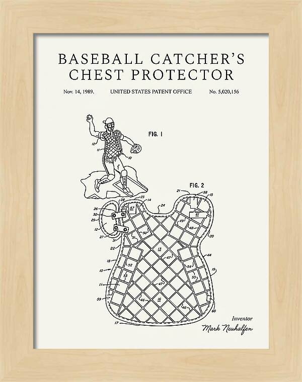 Baseball Catcher's Chest Protector Minimalist Patent Us5020156a