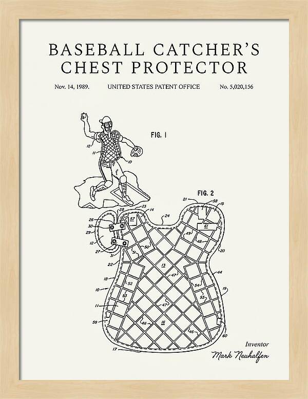 Baseball Catcher's Chest Protector Minimalist Patent Us5020156a