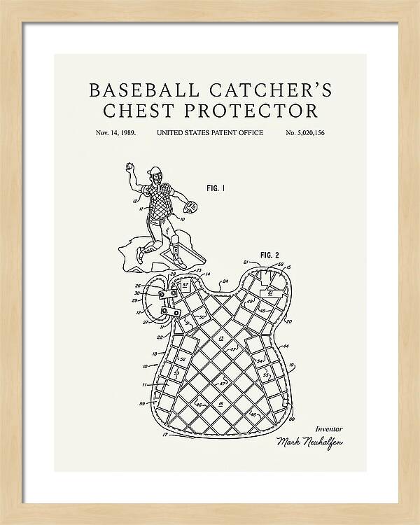 Baseball Catcher's Chest Protector Minimalist Patent Us5020156a