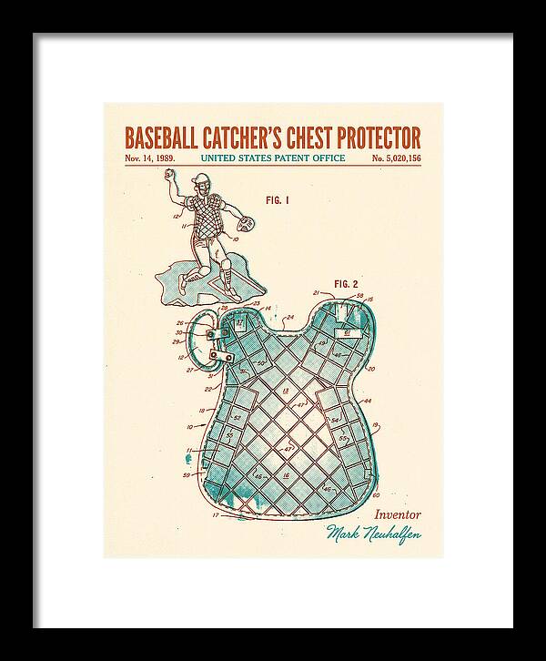 Baseball Catcher's Chest Protector Retro Patent Us5020156a