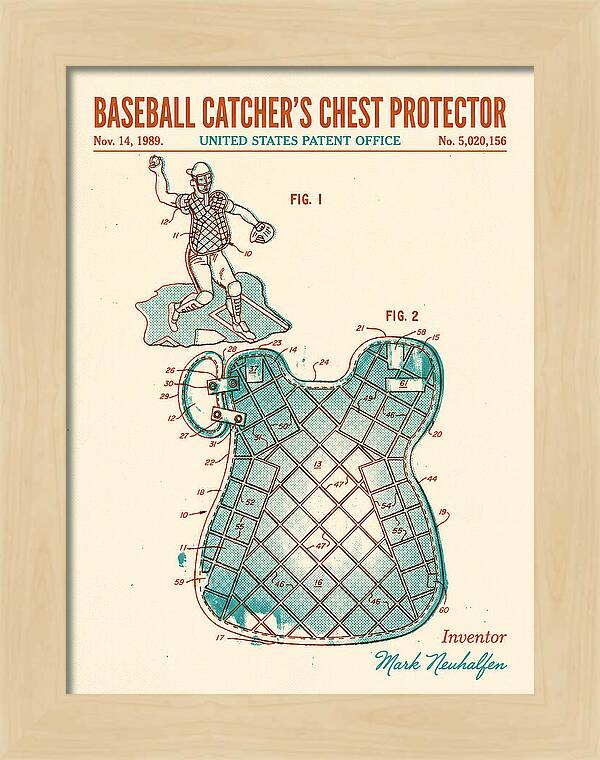 Baseball Catcher's Chest Protector Retro Patent Us5020156a