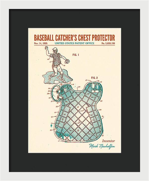 Baseball Catcher's Chest Protector Retro Patent Us5020156a