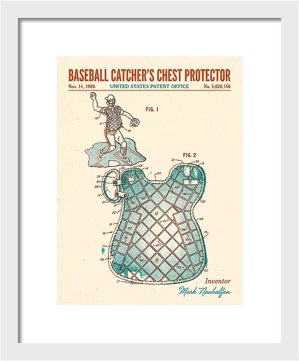Baseball Catcher's Chest Protector Retro Patent Us5020156a