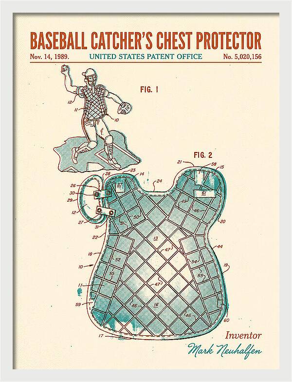 Baseball Catcher's Chest Protector Retro Patent Us5020156a