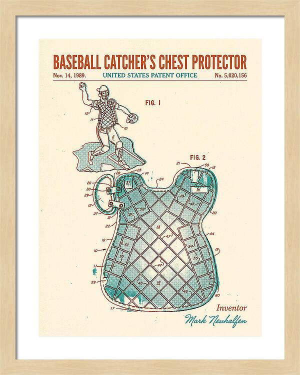 Baseball Catcher's Chest Protector Retro Patent Us5020156a