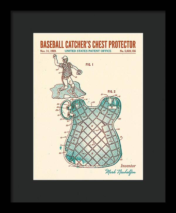 Baseball Catcher's Chest Protector Retro Patent Us5020156a