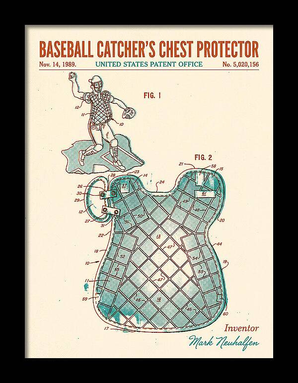 Baseball Catcher's Chest Protector Retro Patent Us5020156a