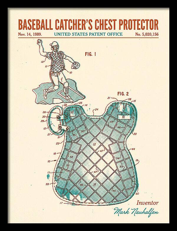 Baseball Catcher's Chest Protector Retro Patent Us5020156a