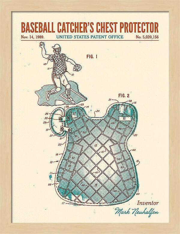 Baseball Catcher's Chest Protector Retro Patent Us5020156a