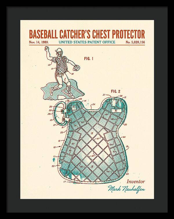 Baseball Catcher's Chest Protector Retro Patent Us5020156a