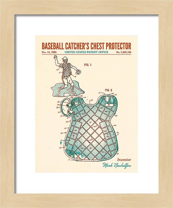 Baseball Catcher's Chest Protector Retro Patent Us5020156a