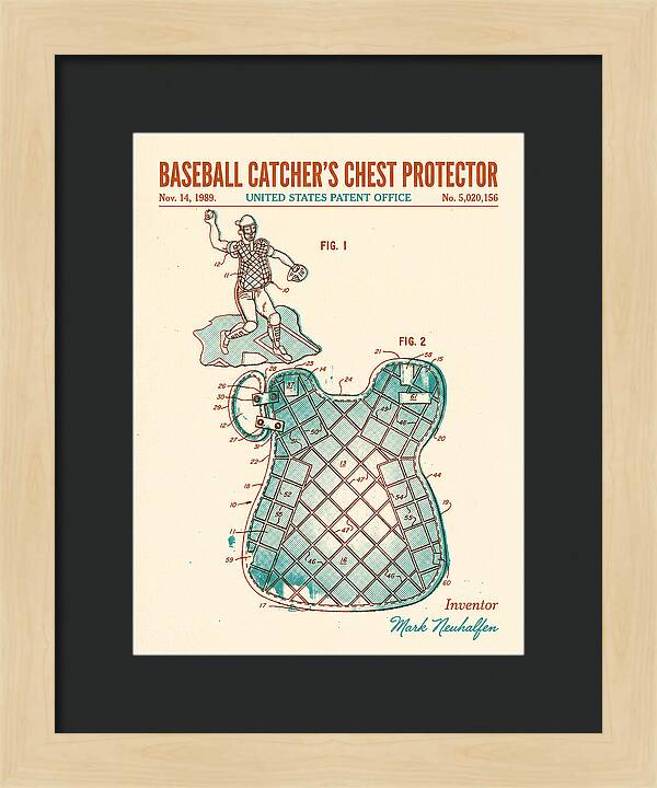 Baseball Catcher's Chest Protector Retro Patent Us5020156a