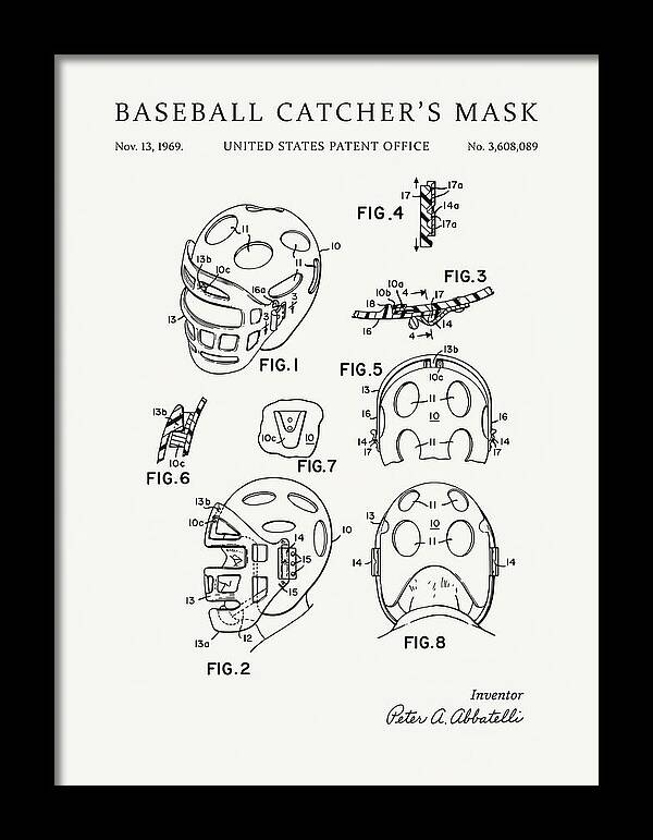 Baseball Catcher's Mask Minimalist Patent Us3608089a