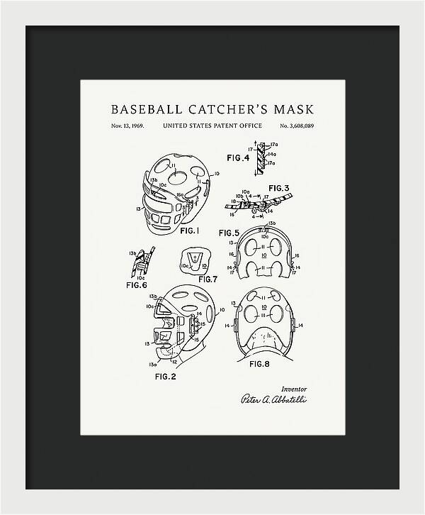 Baseball Catcher's Mask Minimalist Patent Us3608089a