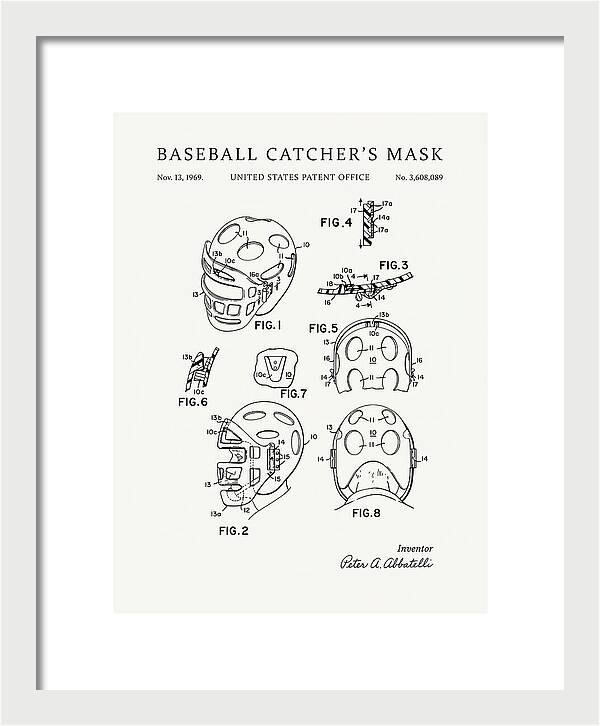 Baseball Catcher's Mask Minimalist Patent Us3608089a