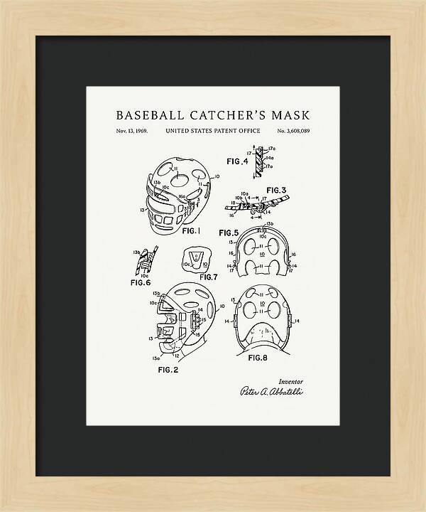 Baseball Catcher's Mask Minimalist Patent Us3608089a