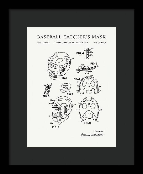 Baseball Catcher's Mask Minimalist Patent Us3608089a