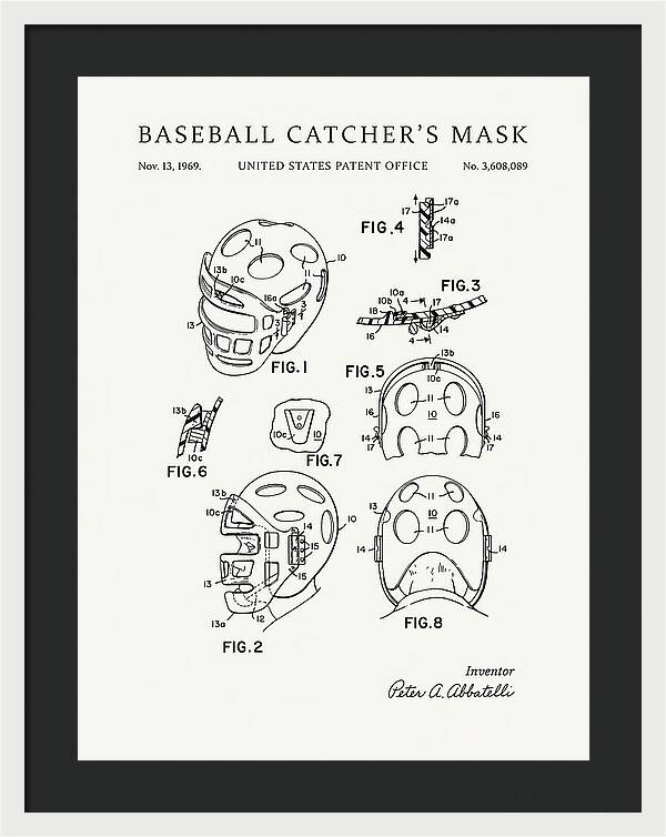 Baseball Catcher's Mask Minimalist Patent Us3608089a