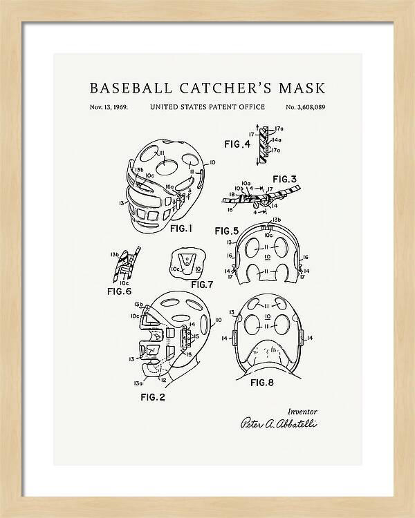 Baseball Catcher's Mask Minimalist Patent Us3608089a