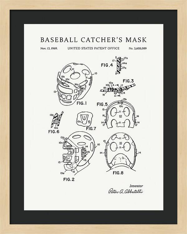 Baseball Catcher's Mask Minimalist Patent Us3608089a