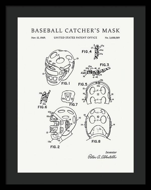Baseball Catcher's Mask Minimalist Patent Us3608089a