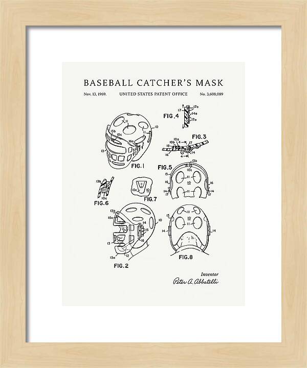 Baseball Catcher's Mask Minimalist Patent Us3608089a