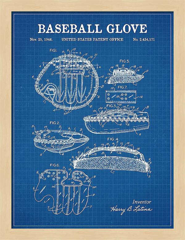 Baseball Glove Blueprint Patent Us2434171a