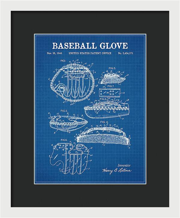 Baseball Glove Blueprint Patent Us2434171a