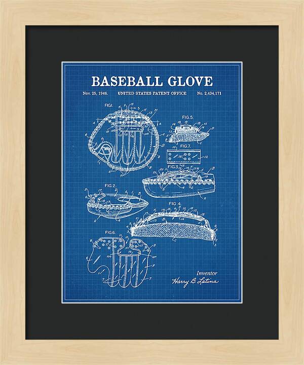 Baseball Glove Blueprint Patent Us2434171a
