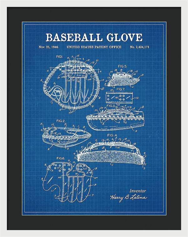 Baseball Glove Blueprint Patent Us2434171a