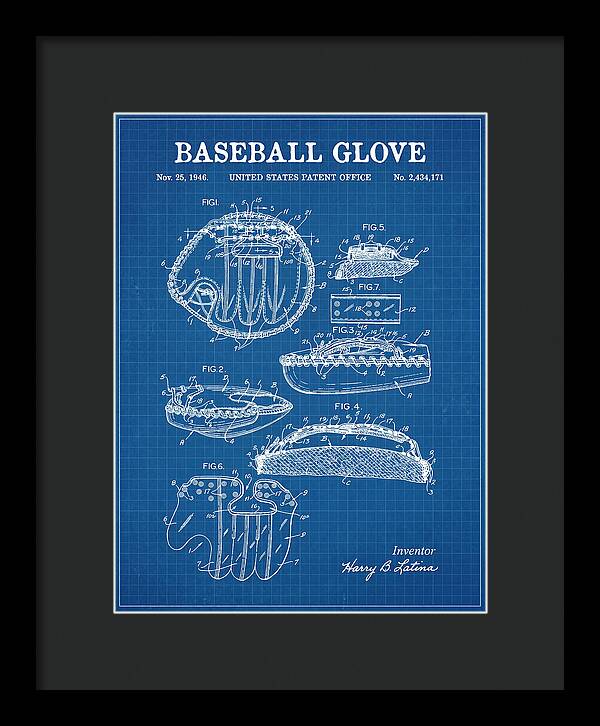 Baseball Glove Blueprint Patent Us2434171a