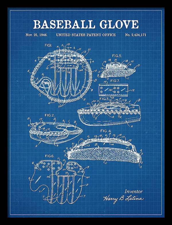 Baseball Glove Blueprint Patent Us2434171a