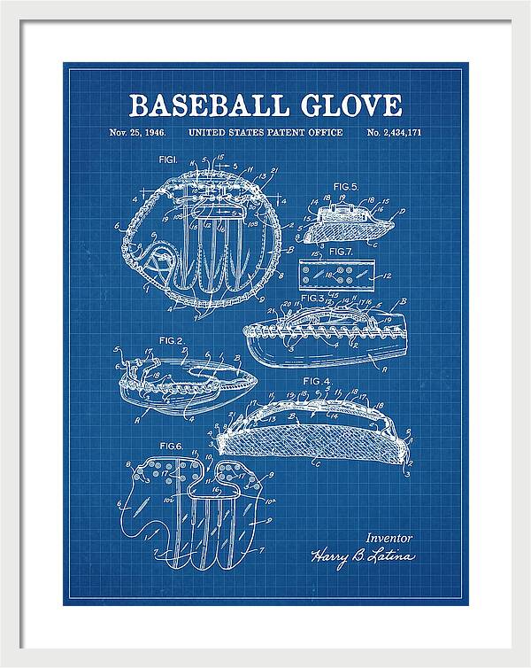 Baseball Glove Blueprint Patent Us2434171a