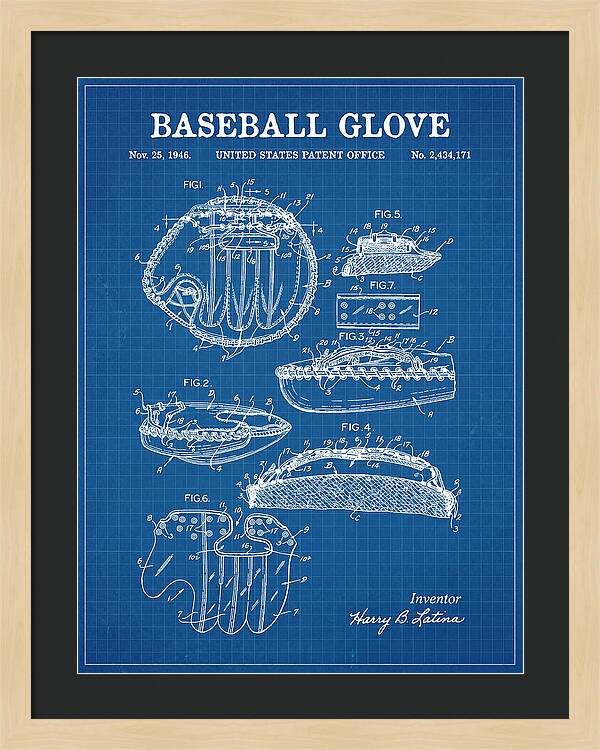 Baseball Glove Blueprint Patent Us2434171a