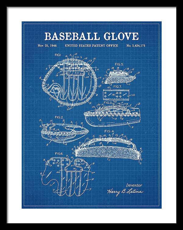 Baseball Glove Blueprint Patent Us2434171a
