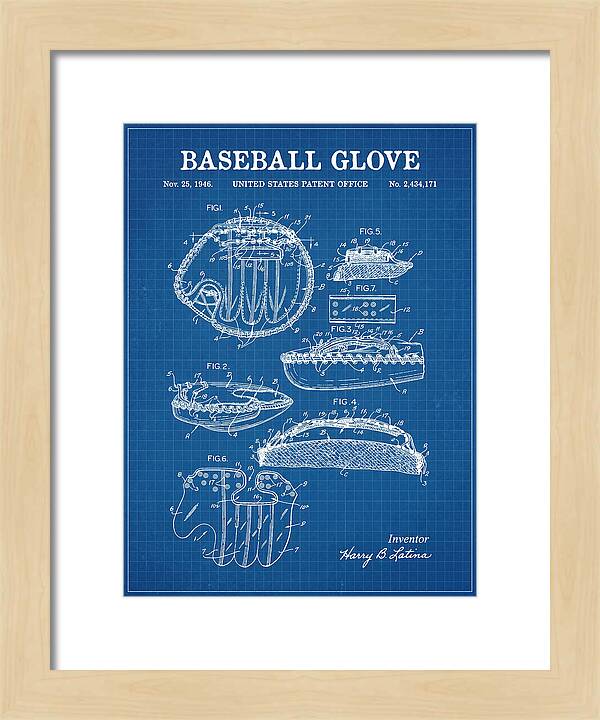 Baseball Glove Blueprint Patent Us2434171a
