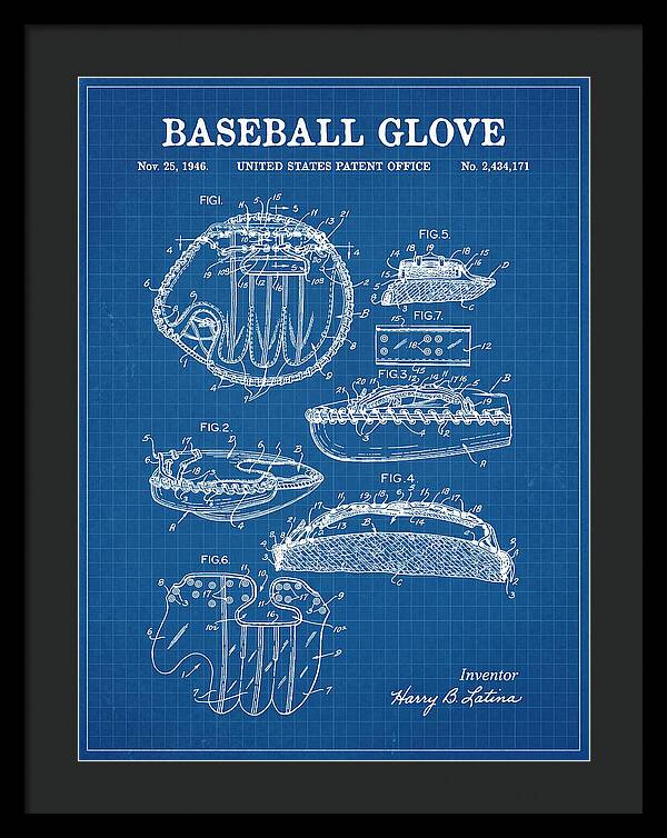 Baseball Glove Blueprint Patent Us2434171a